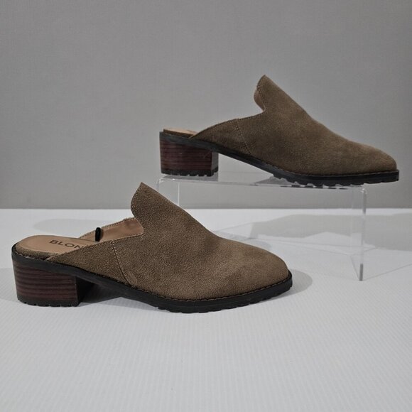 NEW Blondo Sienna Slip On Mule Size 7.5 Dark Taupe Suede Water Resistant Neutral - Picture 3 of 12
